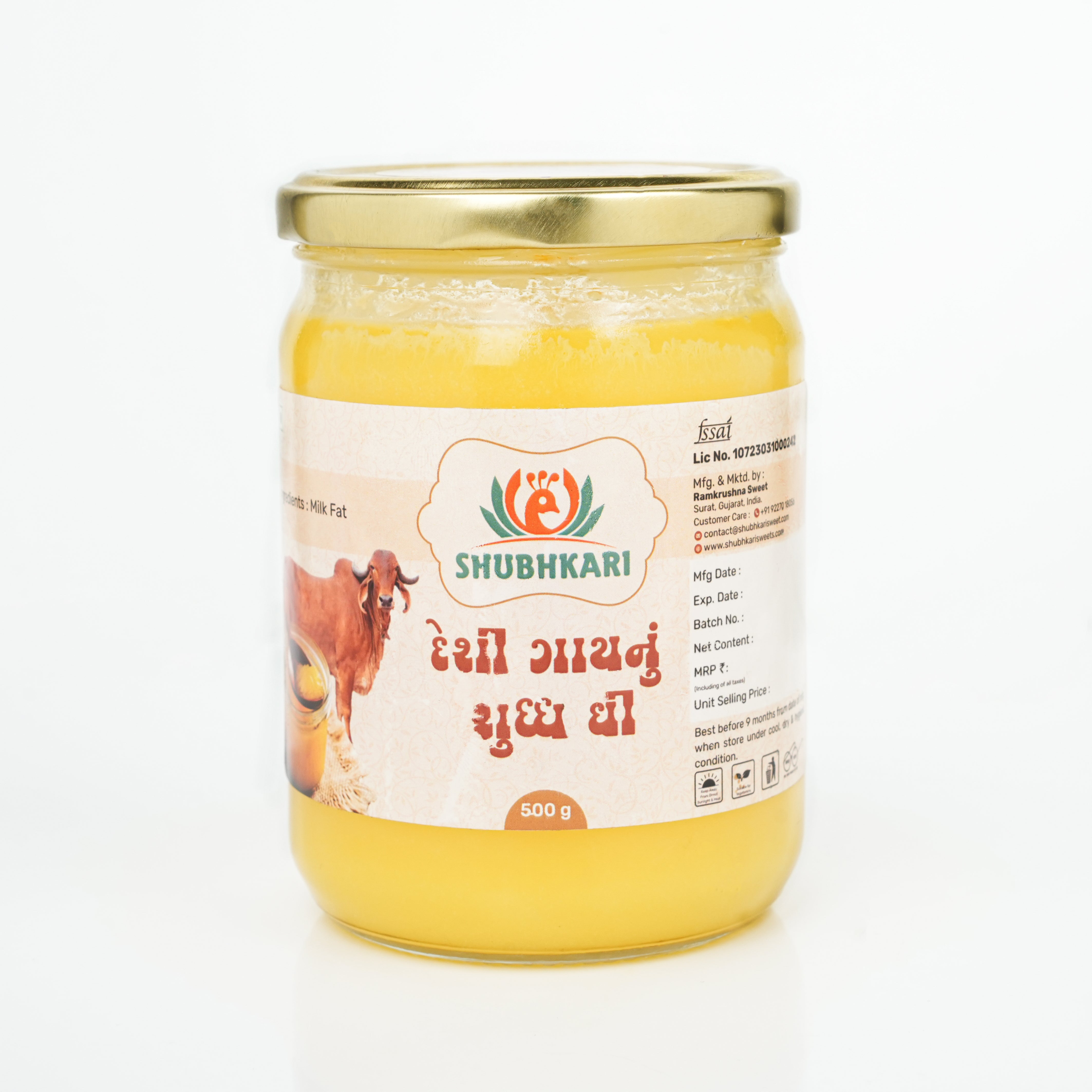 Shubhkari Desi Cow Ghee – 100% Pure A2 Ghee (500g)